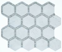 Hexagon Deco Milky White Honed 10.75 x 12.5